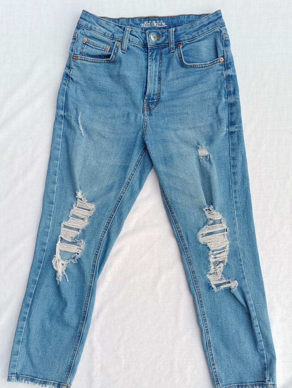 wild fable Distressed Light Blue Boyfriend Jeans